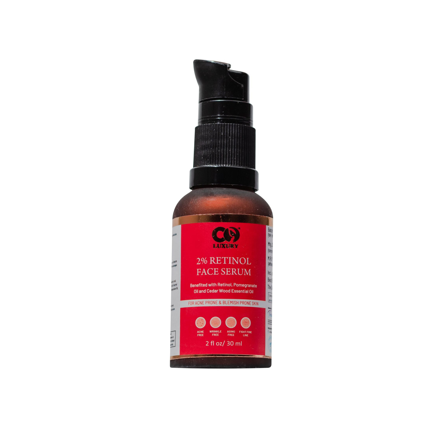 CO LUXURY 2% RETINOL FACE SERUM WITH POMEGRANATE & CEDARWOOD ESSENTIAL OIL- FOR ACNE AND BLEMISH PRONE SKIN