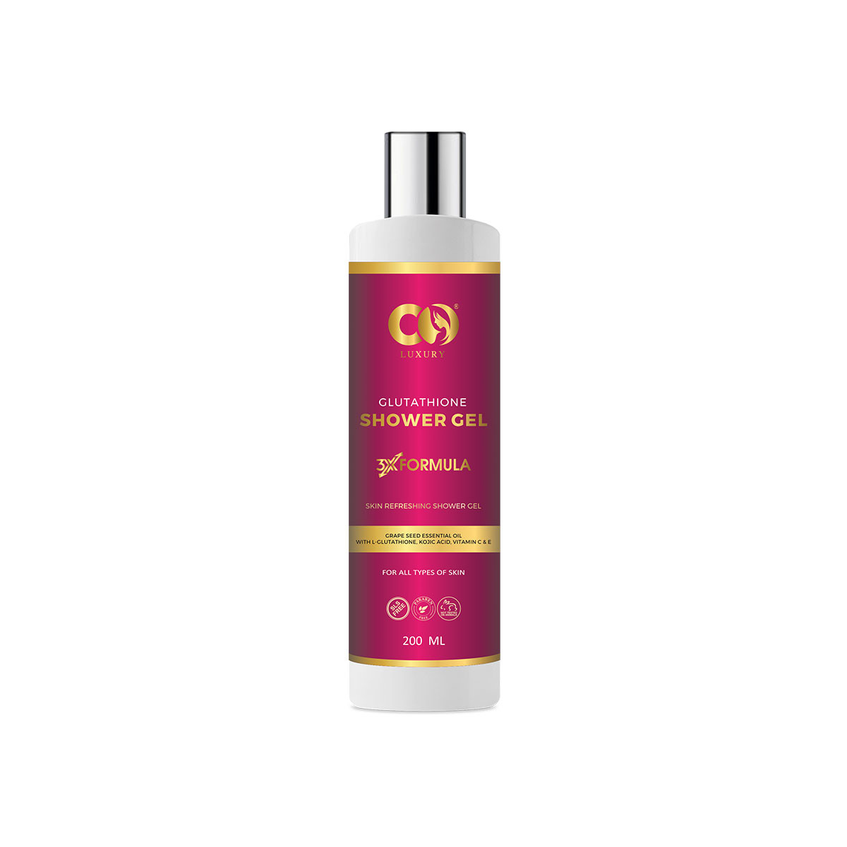 Co-Luxury Glutathione Shower Gel With Kojic Acid Grapeseed Oil And Vitamin E Beads Pack Of 1